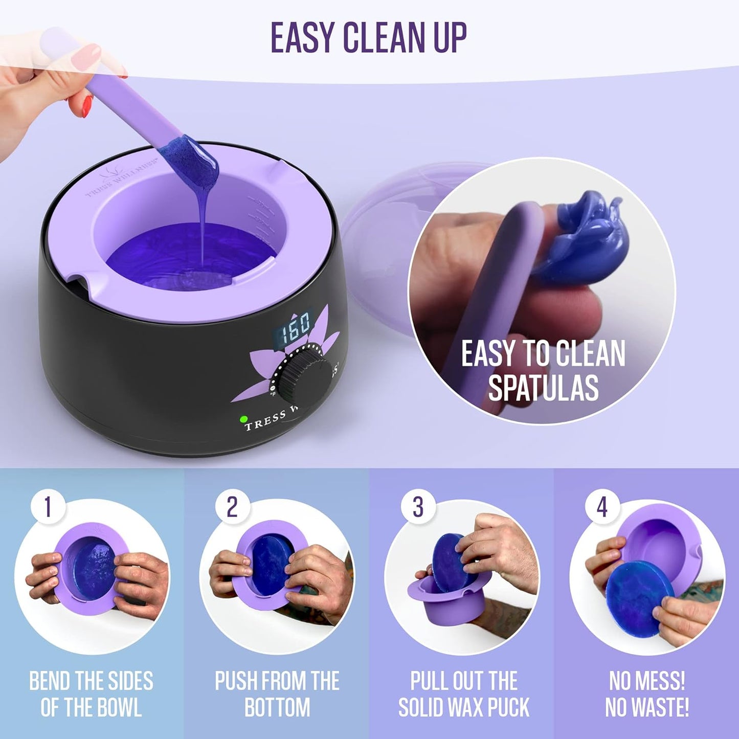 3 Month Warranty : Tress Wellness Wax Warmer Silicone Liner (Purple)