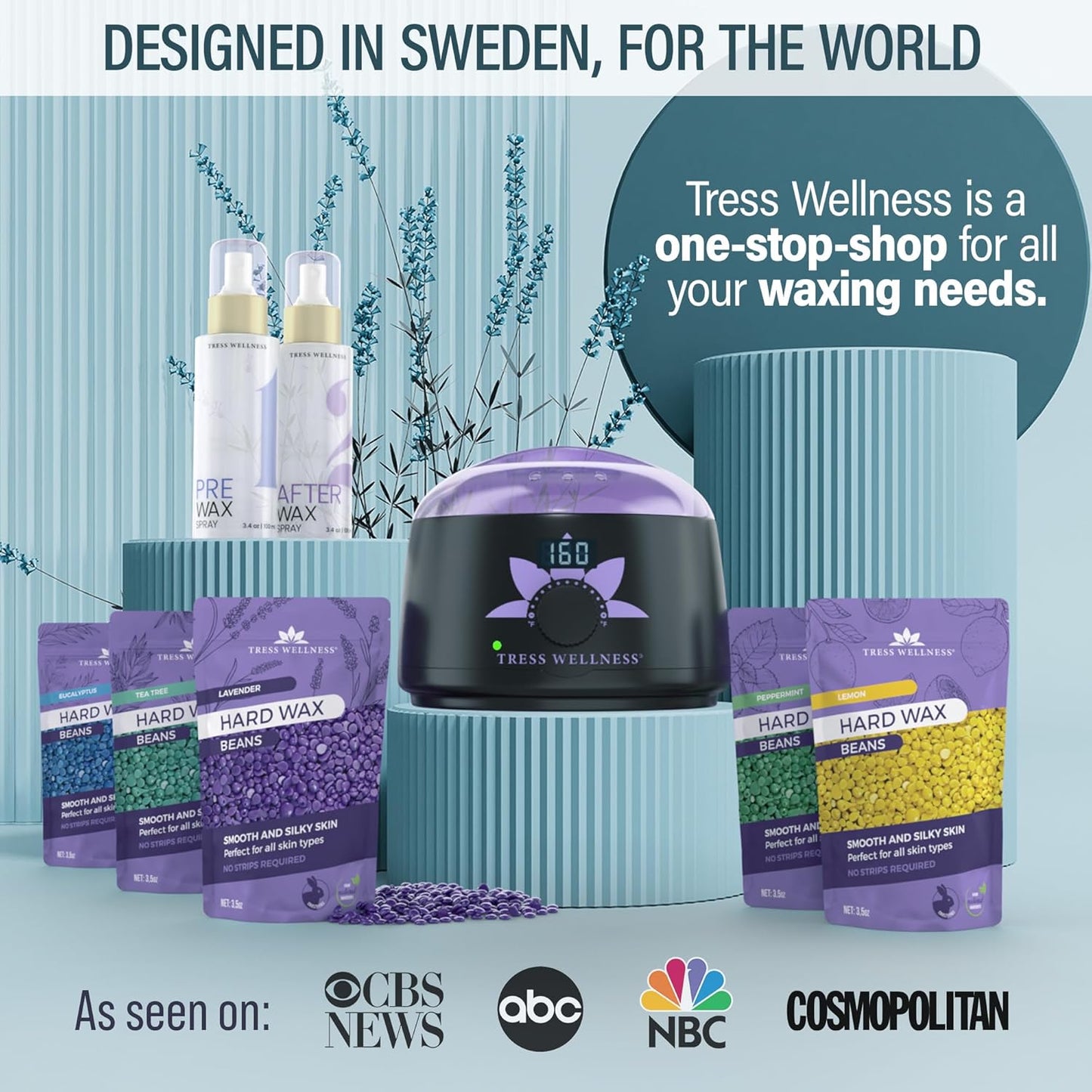 12 Month Warranty : Tress Wellness Waxing Kit for Brazilian Wax - Blue Water